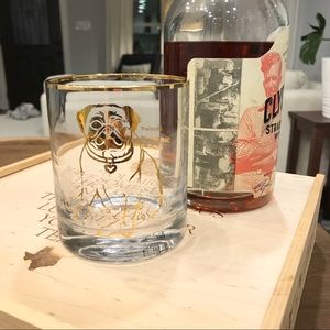 NWT Anthropologie Gold-leafed Pug glass